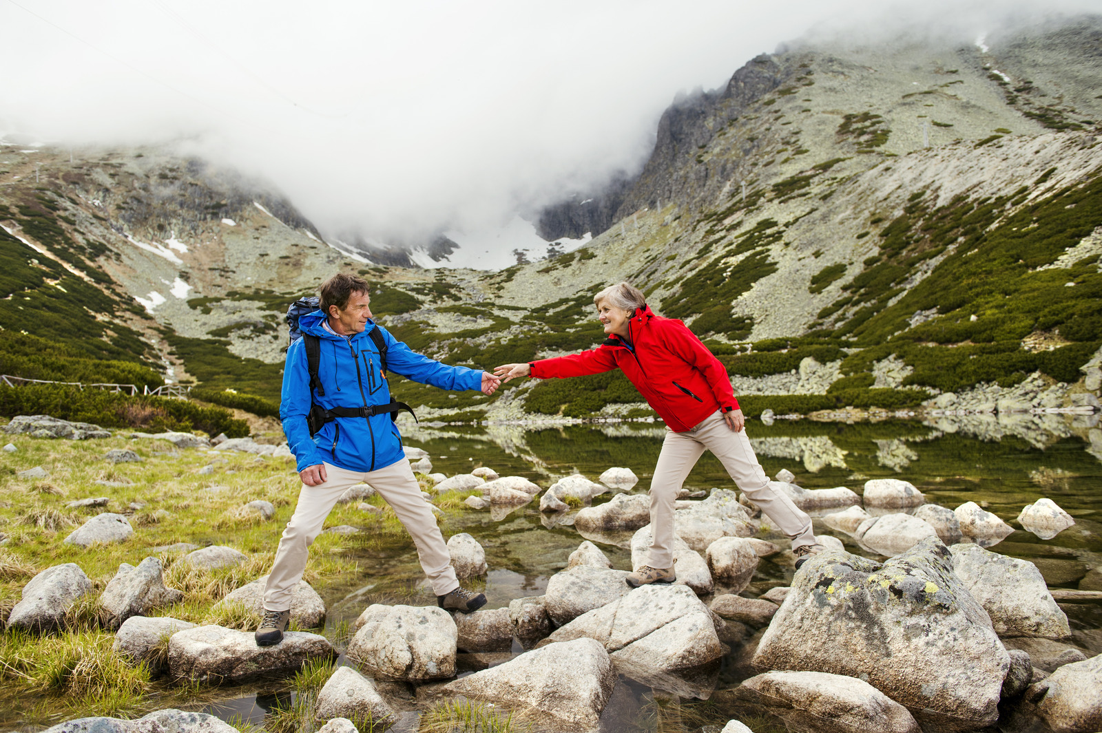 Senior couple hiking